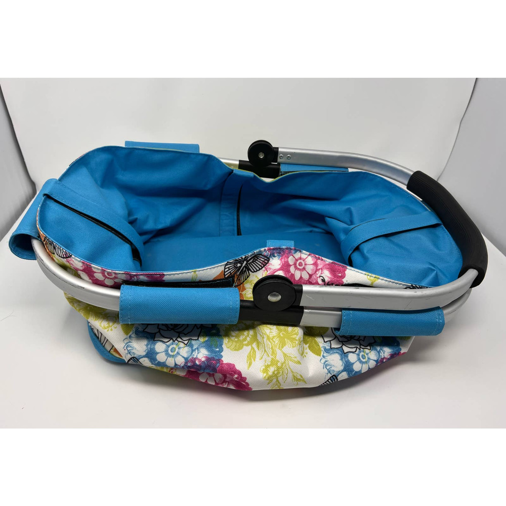 Evergreen Enterprises Collapsible Market Basket Blue Green Pink Butterflies View 3